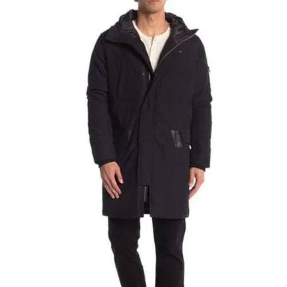 Slate & Stone Jay Black Hooded Zip Front Fall / Winter Jacket Coat Size Medium M